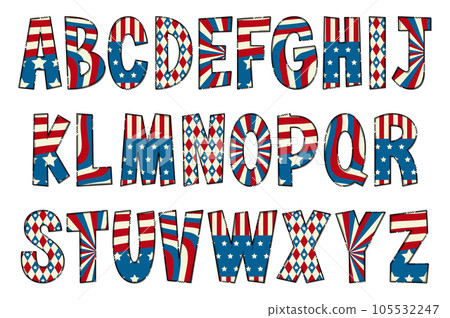 Handcrafted Pride of America Letters. Color Creative Art Typographic Design 105532247
