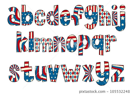 Handcrafted Pride of America Letters. Color Creative Art Typographic Design Handcrafted Pride of America Letters. Color Creative Art Typographic Design 105532248