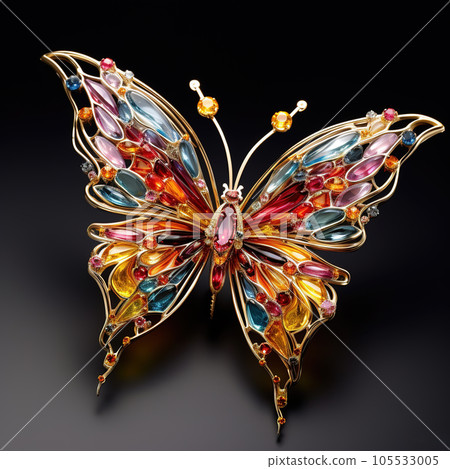 A butterfly made of beautiful gemstones. Insect. Illustration, Generative AI. 105533005