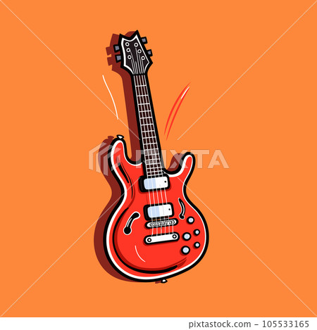Electric guitar hand-drawn comic illustration. Electric guitar. Vector doodle style cartoon illustration Electric guitar hand-drawn comic illustration. Electric guitar. Vector doodle style cartoon illustration 105533165
