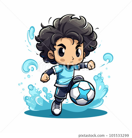 Soccer player hand-drawn comic illustration. Football player. Vector doodle style cartoon illustration 105533299
