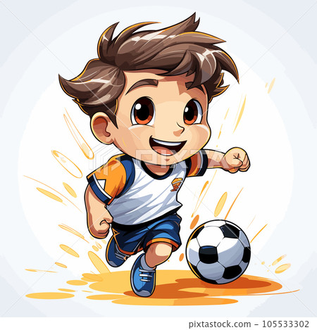 Soccer player hand-drawn comic illustration. Football player. Vector doodle style cartoon illustration 105533302