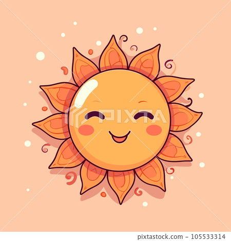 Sun hand-drawn comic illustration. Sun. Vector doodle style cartoon illustration 105533314