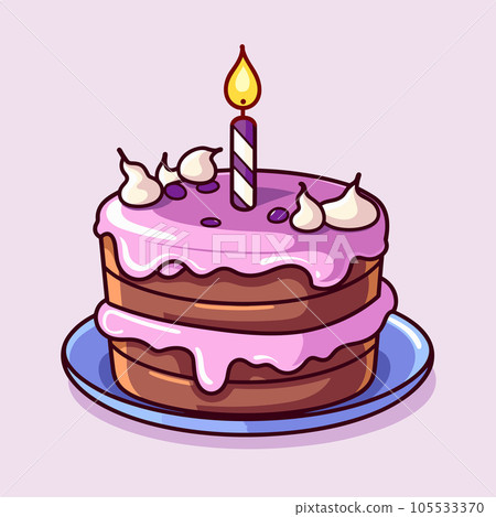 Birthday cake hand-drawn comic illustration. Birthday cake. Vector doodle style cartoon illustration Birthday cake hand-drawn comic illustration. Birthday cake. Vector doodle style cartoon illustration 105533370