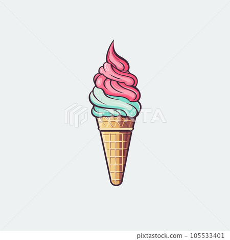 Ice cream hand-drawn comic illustration. Ice cream. Vector doodle style cartoon illustration 105533401