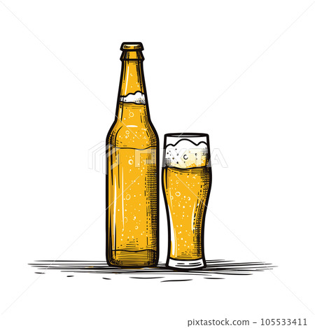Beer hand-drawn comic illustration. Beer. Vector doodle style cartoon illustration 105533411