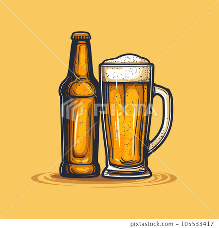 Beer hand-drawn comic illustration. Beer. Vector doodle style cartoon illustration 105533417