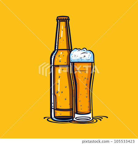 Beer hand-drawn comic illustration. Beer. Vector doodle style cartoon illustration Beer hand-drawn comic illustration. Beer. Vector doodle style cartoon illustration 105533423