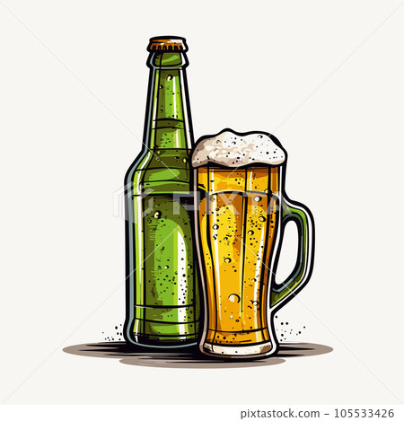 Beer hand-drawn comic illustration. Beer. Vector doodle style cartoon illustration Beer hand-drawn comic illustration. Beer. Vector doodle style cartoon illustration 105533426
