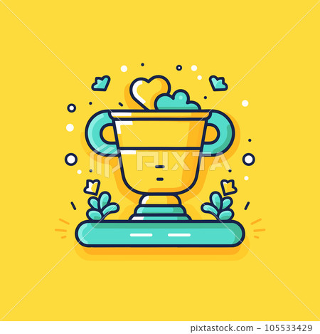 Winner cup hand-drawn comic illustration. Winner cup. Vector doodle style cartoon illustration 105533429