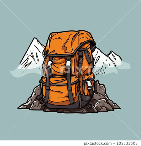 Hiking backpack hand-drawn comic illustration. Hiking backpack. Vector doodle style cartoon illustration Hiking backpack hand-drawn comic illustration. Hiking backpack. Vector doodle style cartoon illustration 105533505