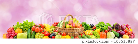 Panoramic wide photo healthy and useful vegetables and fruits Panoramic wide photo healthy and useful vegetables and fruits 105533987