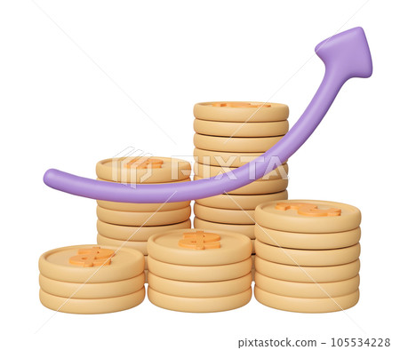3d charts, graph with arrow, coins pile isolated. analysis business financial data, business strategy, growth concept, 3d render illustration 3d charts, graph with arrow, coins pile isolated. analysis business financial data, business strategy, growth concept, 3d render illustration 105534228