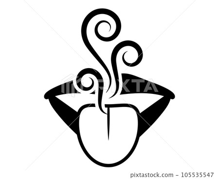 Bad breath silhouette icon. I want to prevent stains and odors on my tongue. Tongue care is also important. 105535547