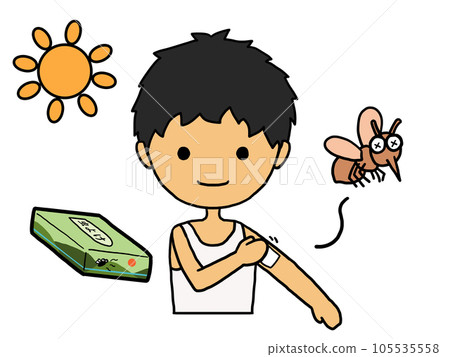 一名日本男子在手臂上塗抹驅蟲片的插圖 105535558