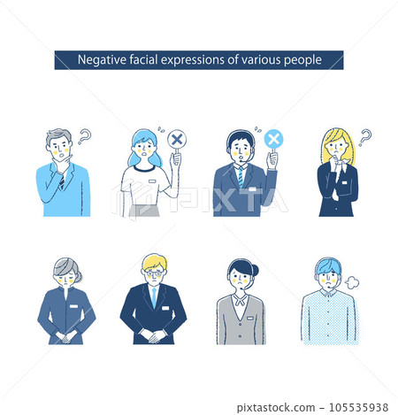 Facial expressions of 8 business people h16-18.23_QRST Negative Facial expressions of 8 business people h16-18.23_QRST Negative 105535938