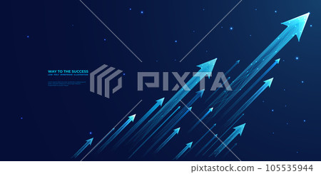 Digital bunch of glowing arrows up diagonally. 105535944