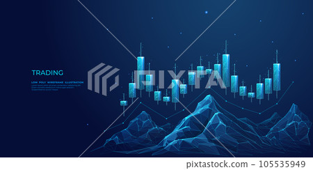 Hologram of mountain ranges with vector chart. Hologram of mountain ranges with vector chart. 105535949
