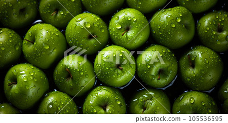 Fresh apple banner. Apples background. Close-up food photography 105536595