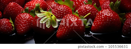 Fresh strawberries banner. Strawberry background. Close-up food photography 105536631