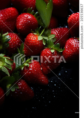 Fresh strawberries banner. Strawberry background. Close-up food photography 105536637
