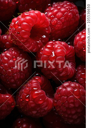 Fresh raspberries banner. Raspberry background. Close-up food photography 105536650