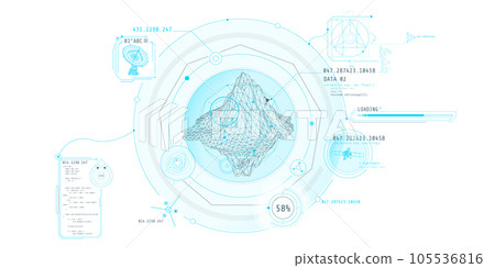 Futuristic HUD interface for planetary geological exploration. 105536816