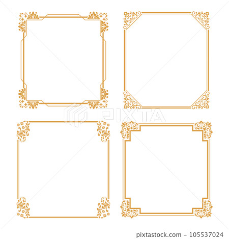 Set of decorative frames Elegant vector element for design in Eastern style, place for text. Floral gold and white borders. Lace illustration for invitations and greeting cards 105537024