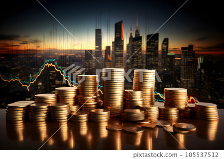 Stock chart bar trading market business trend technical and dollar coin Generative AI Stock chart bar trading market business trend technical and dollar coin Generative AI 105537512