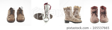 Old brown leather shoes Old brown leather shoes 105537665