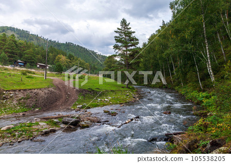 Landscape photo with a mountain river on a summer day 105538205