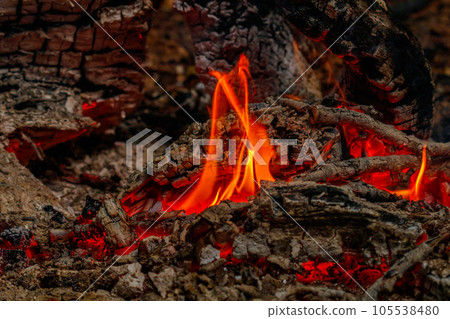 texture flame from burning logs at night texture flame from burning logs at night 105538480