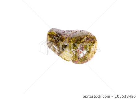 Macro mineral stone Serpentine on a white background Macro mineral stone Serpentine on a white background 105538486