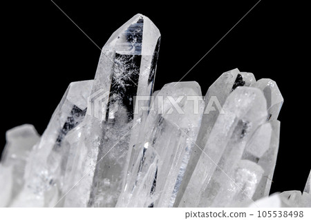 Macro Mineral Stone Rhinestone in Crystals on a Black Background 105538498