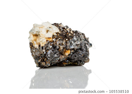Macro mineral stone Arsenopyrite on a white background 105538510