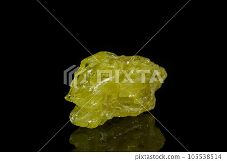 Macro mineral sulfur stone on a black background 105538514