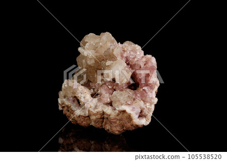 Macro mineral stone Pink Amethyst on a black background 105538520