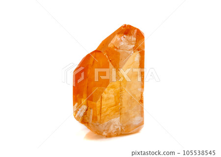 Macro mineral stone Lemurian Crystal a white background 105538545