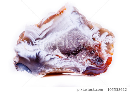 Macro mineral stone agate bud on white background Macro mineral stone agate bud on white background 105538612