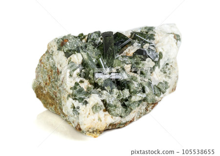 Macro mineral tourmaline stone on white background 105538655