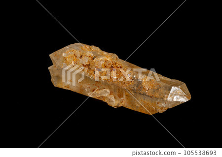 Macro mineral quartz stone on a black background 105538693