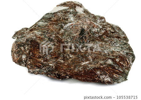 Macro mineral stone astrophyllite white background Macro mineral stone astrophyllite white background 105538715