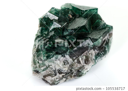 Macro mineral stone Fluorite white background 105538717