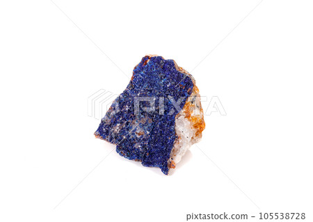 Macro mineral stone Malachite and Azurite against white background 105538728