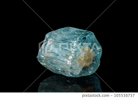 macro mineral stone aquamarine on a black background macro mineral stone aquamarine on a black background 105538737