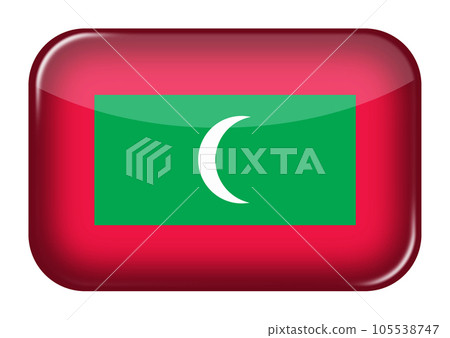 Maldives web icon rectangle button with clipping path 3d illustration 105538747