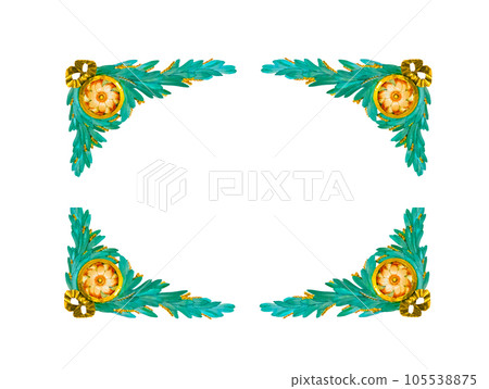 medieval plaster details and ceiling paintings detail covered with gold leaf medieval plaster details and ceiling paintings detail covered with gold leaf 105538875