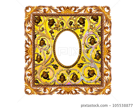 medieval golden frame with passepartout isolated on white background medieval golden frame with passepartout isolated on white background 105538877