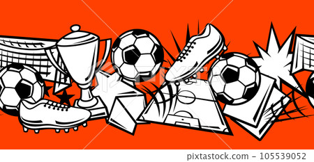Pattern with soccer symbols. Football club illustration. Pattern with soccer symbols. Football club illustration. 105539052