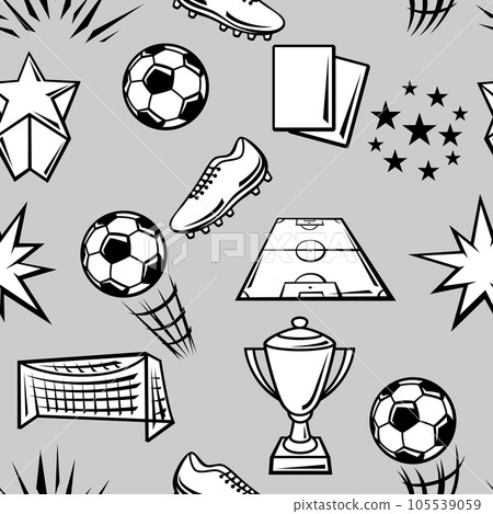 Pattern with soccer symbols. Football club illustration. Pattern with soccer symbols. Football club illustration. 105539059